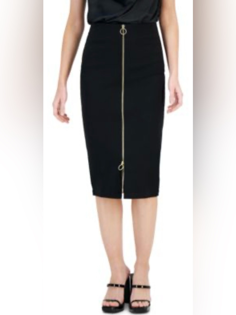 Nina Parker Black Pencil Skirt with Front Zip